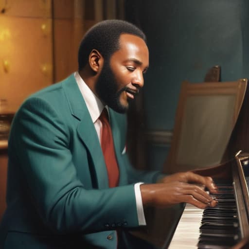 Marvin Gaye in the studio in Oil painting style