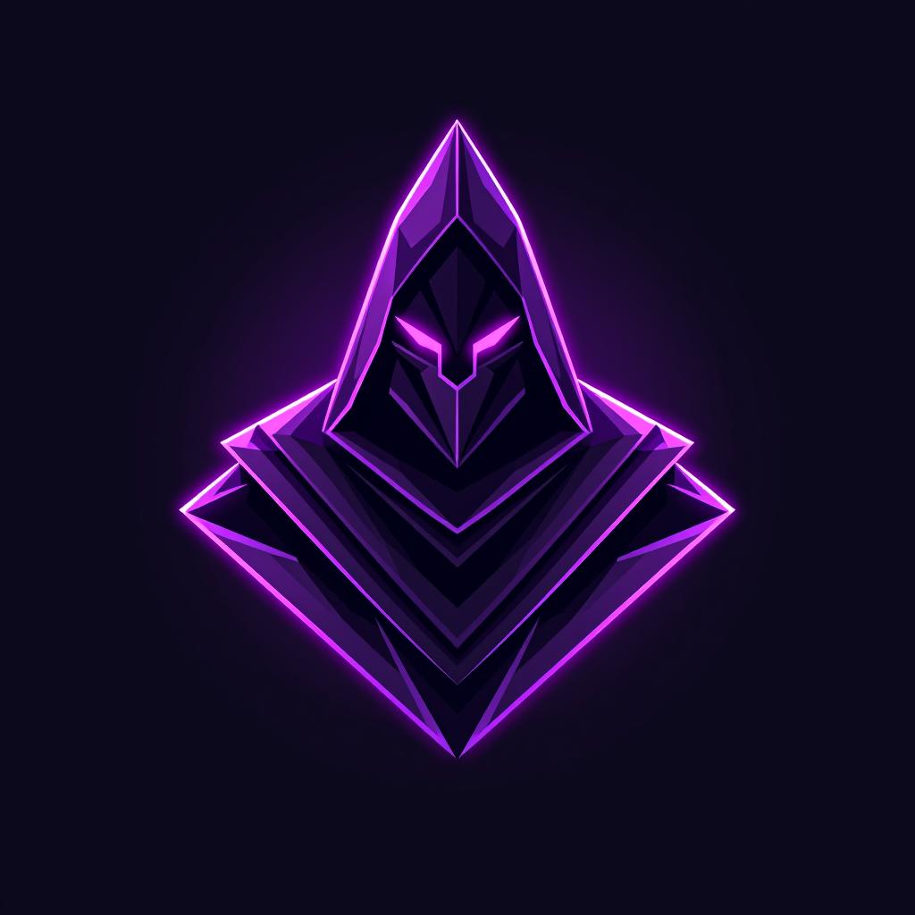  design a logo, in a origami style. knight gaming graffiti purple and black, with the text 'johnny nite'.