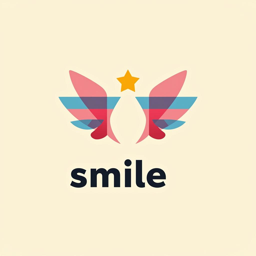  design a logo, in a geometric style. 水彩スタイル、ロゴ、海、青緑色、、白背景。, with the text 'smile angels'.