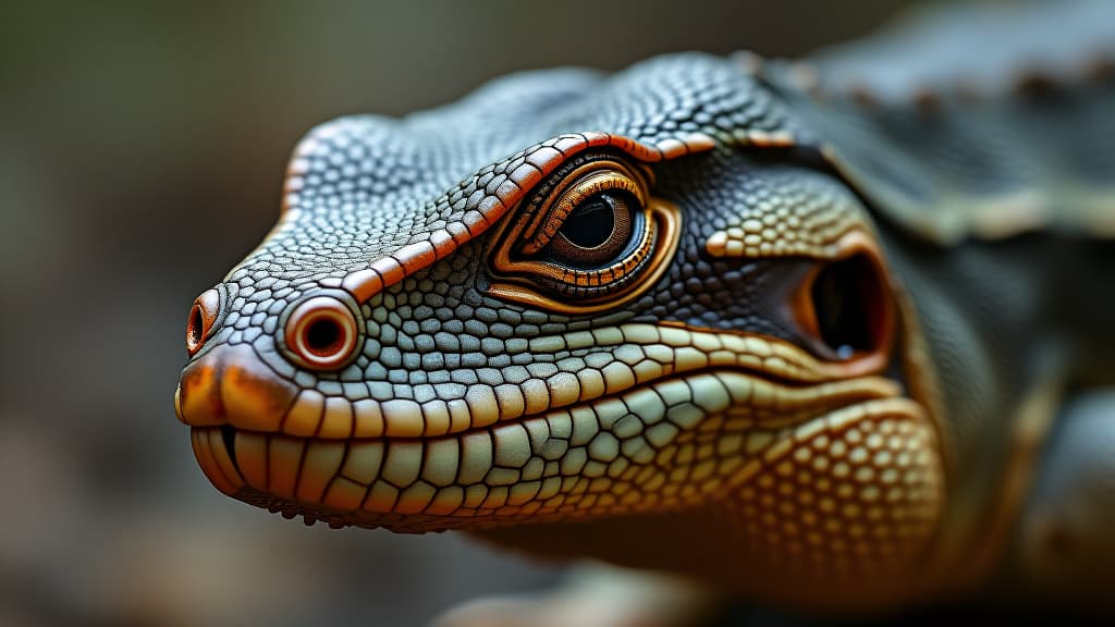  close up of a scaly reptile's face