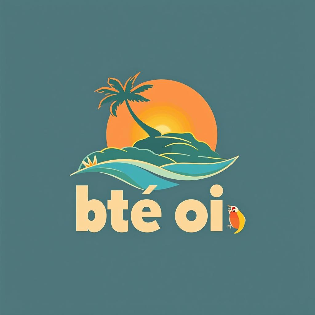  design a logo, logo reprenant les formes de l’île de la réunion avec couleur tropical , with the text 'bte oi'.