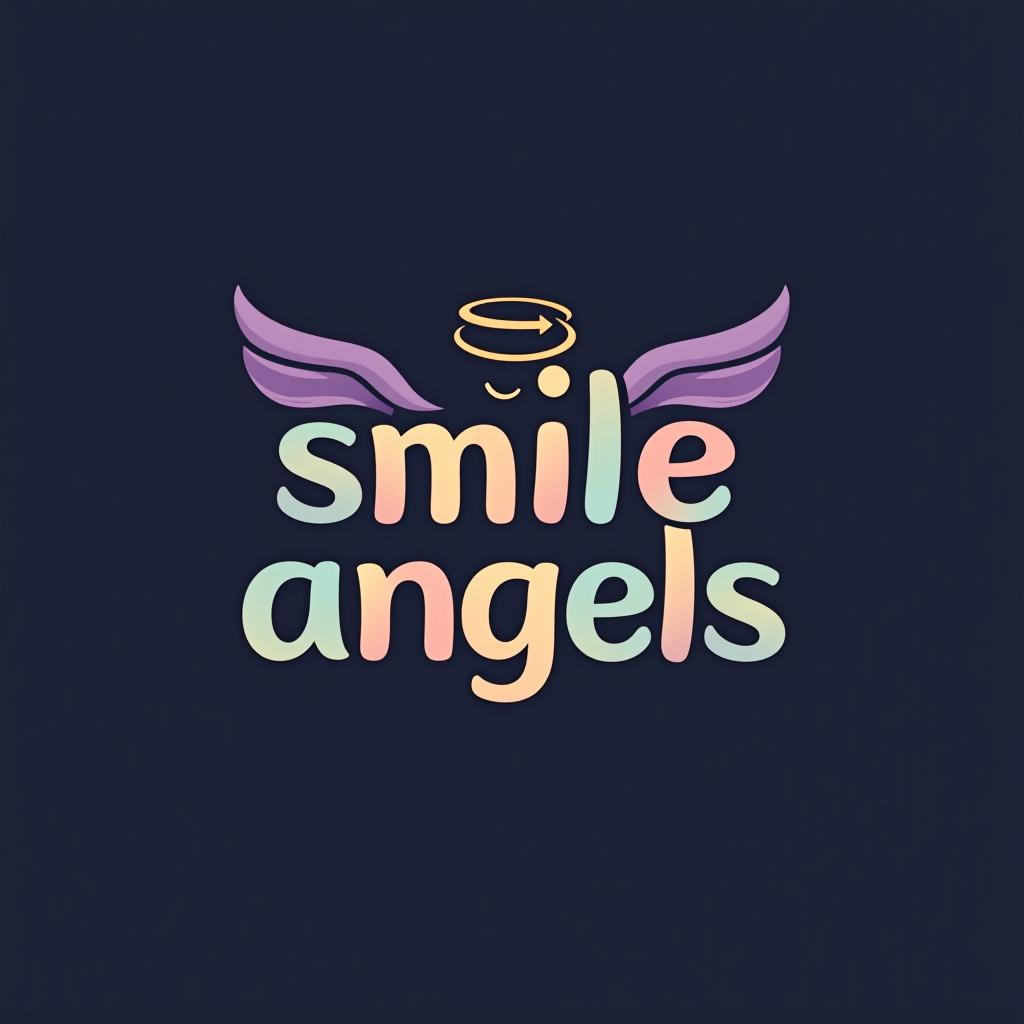  design a logo, in a threedrender style. 水彩スタイル、美しいロゴ、白背景、かっこいい、シンプル。, with the text 'smile angels'.