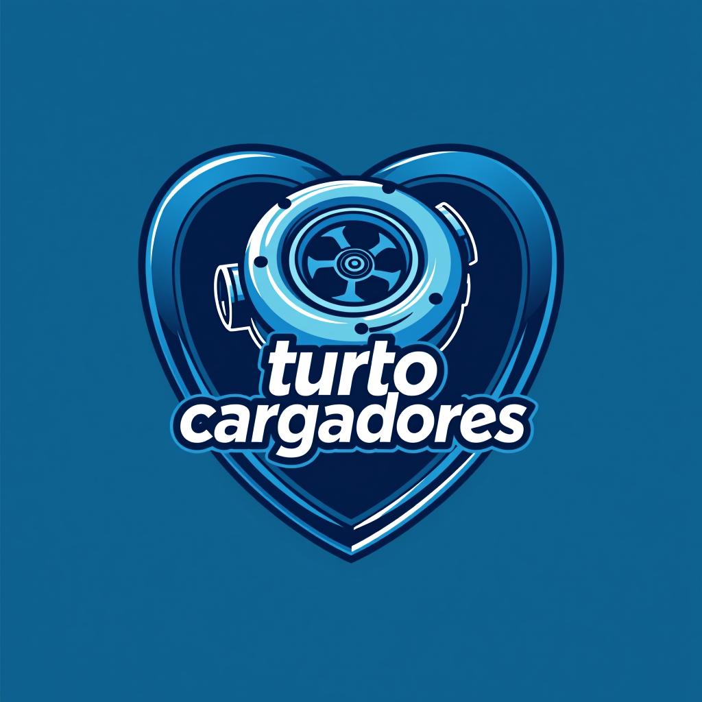  design a logo, turbo de motor en un corazón azul , with the text 'turbo cargadores '.