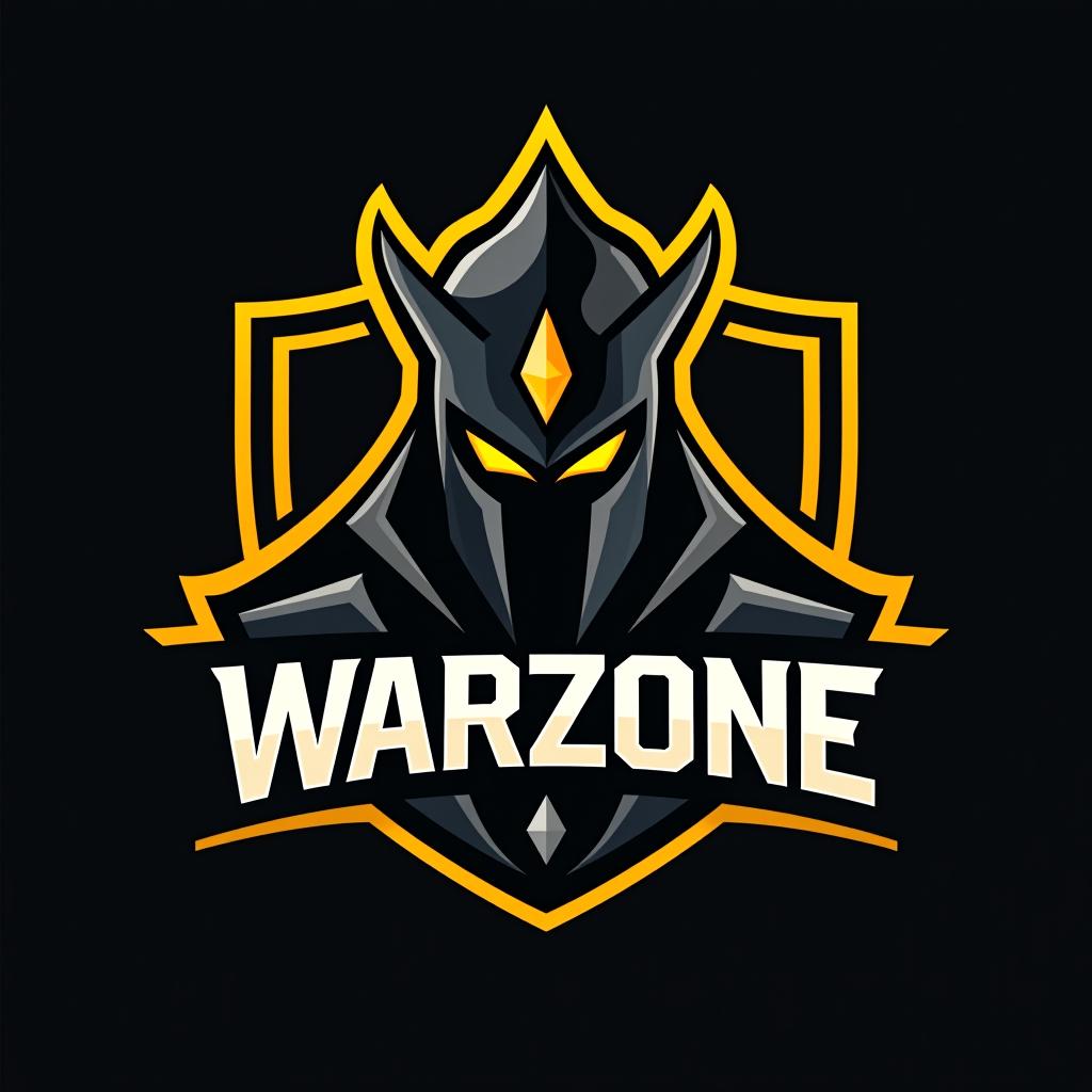  design a logo, esports logo, warrior theme, with text ‘warzone’, black and yellow color