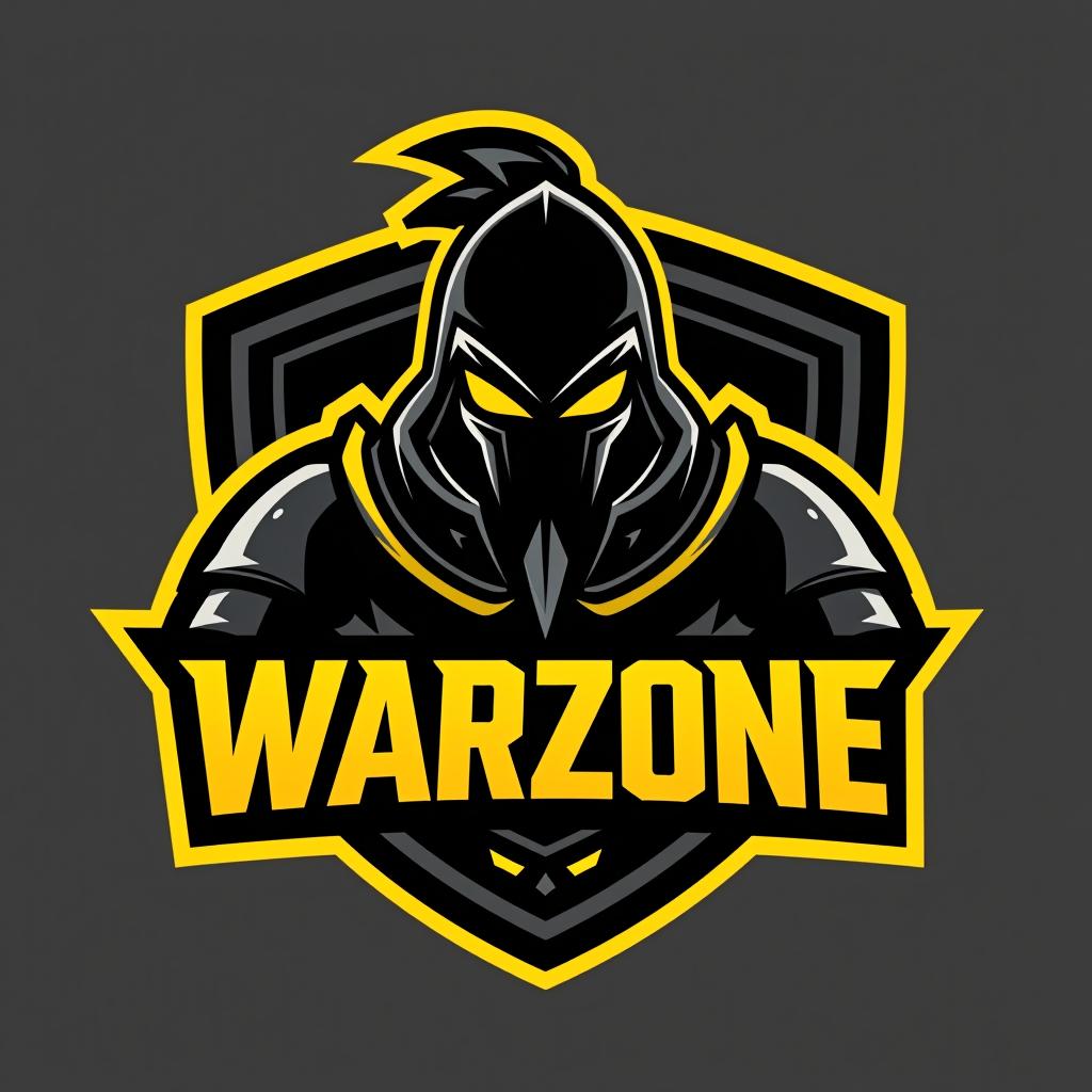  design a logo, esports logo, warrior theme, with text ‘warzone’, black and yellow color