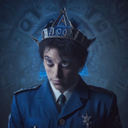 Large ‘8200’ in blue with Satan in the background wearing the military uniform and the 00 in ‘8200’ identical to David Star in Mythological style with Binary background