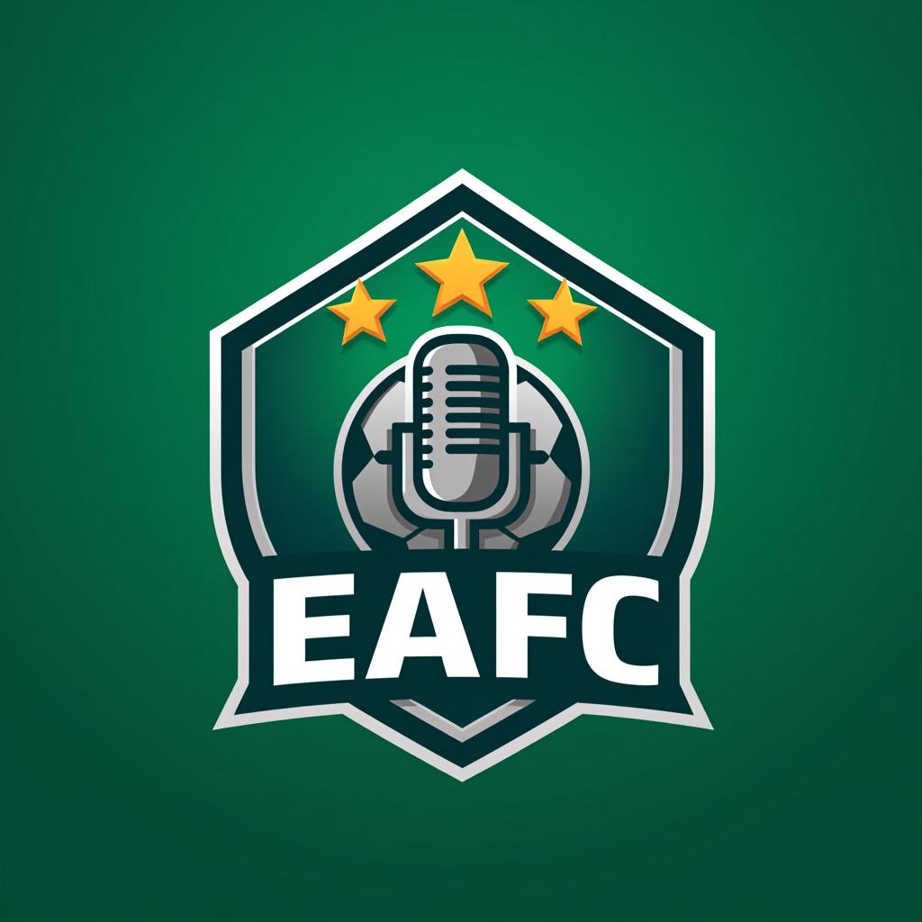  design a logo, "crear un logo que represente nuestra cuenta de youtube enfocada en contenido relacionado con eafc, podcast, reviews del juego y jugadores del mismo. incluir las iniciales de los creadores (j, f y n) de forma creativa. incorporar elementos como un balón de fútbol, un micrófono y estrellas para representar podcast, reviews y calidad respectivamente. utilizar una paleta de colores energética con tonos de verde, azul y blanco, y una tipografía moderna con un ligero toque deportivo. el logo debe transmitir dinamismo, pasión por el fútbol y modernidad. se valora la originalidad y la capacidad de representar claramente nuestra temática de contenido."