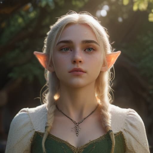 mdjrny-v4 style photo of a ultra realistic elf pretty girl, dramatic light, pale sunrise, battered, low angle, trending on artstation, focused, extreme details, unreal engine 5, cinematic, masterpiece, art by studio ghibli, intricate artwork by john william turner, sharp, cartoon, , Glowing