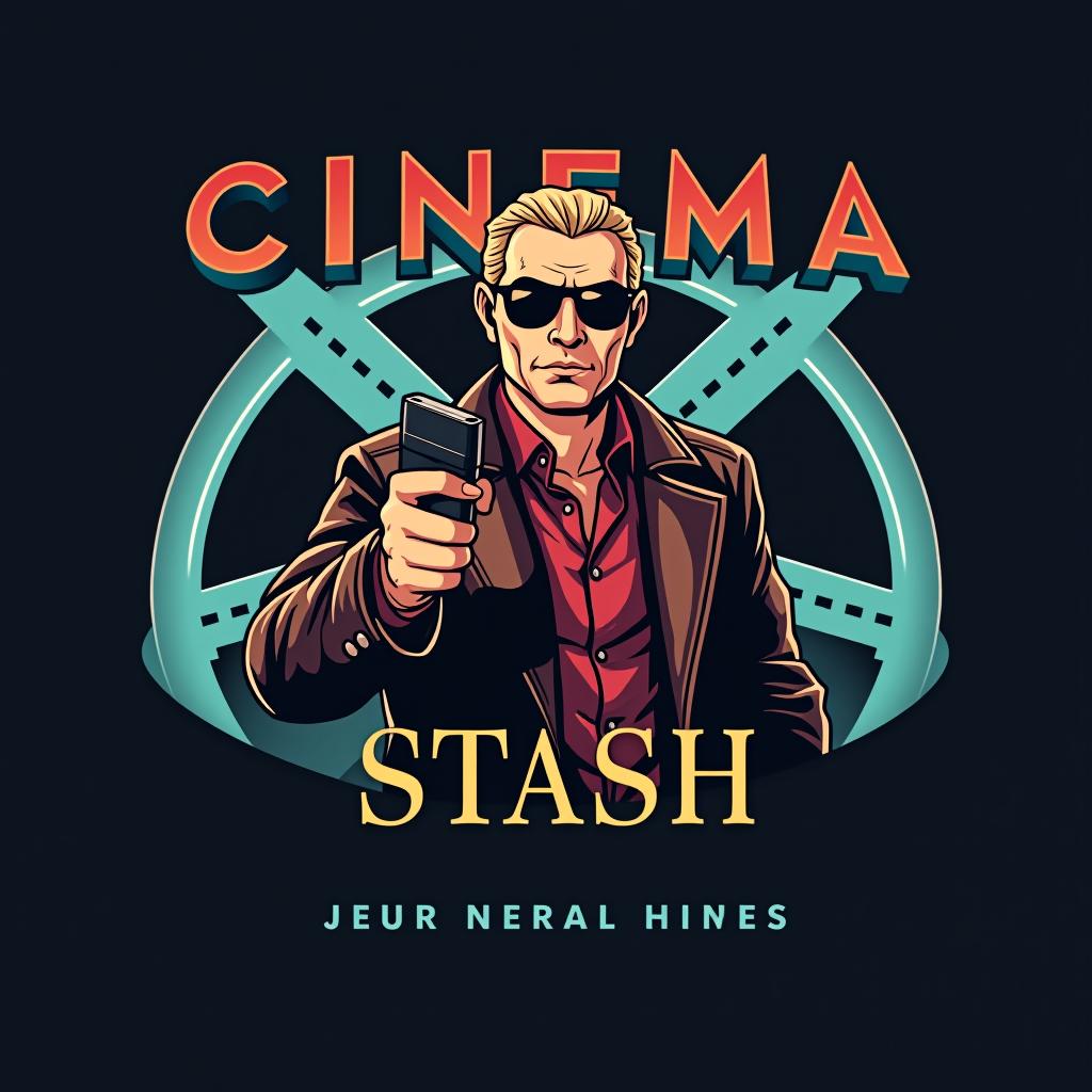  a movie poster logo of word "cinema stash", include character