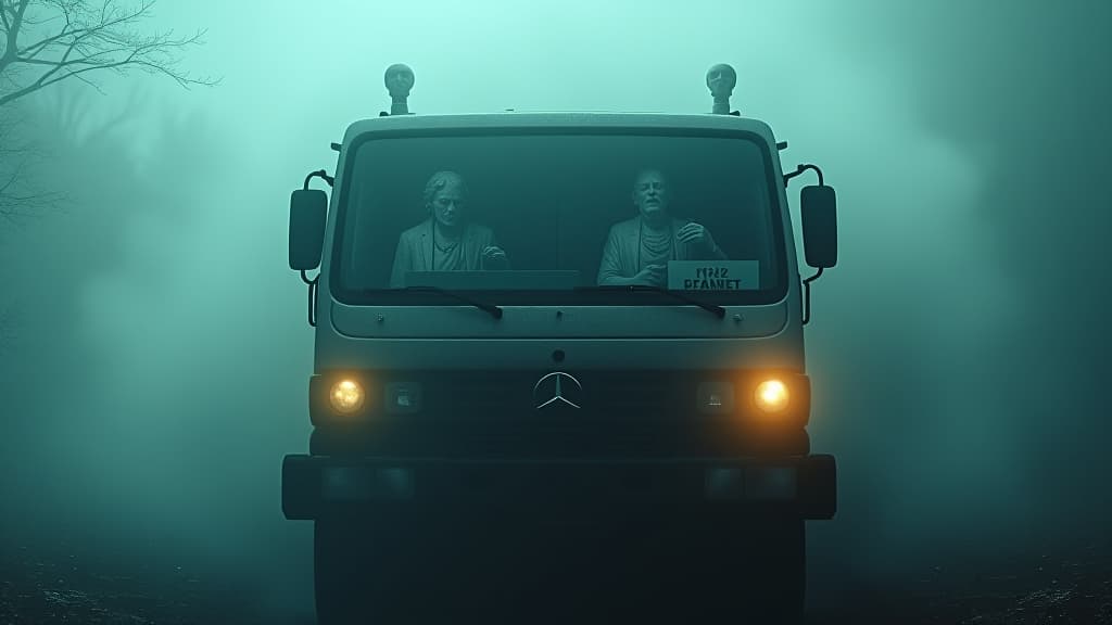  images about horror stories, a ghostly wind blowing through the truck, causing the statues to rattle ominously. hyperrealistic, full body, detailed clothing, highly detailed, cinematic lighting, stunningly beautiful, intricate, sharp focus, f/1. 8, 85mm, (centered image composition), (professionally color graded), ((bright soft diffused light)), volumetric fog, trending on instagram, trending on tumblr, HDR 4K, 8K