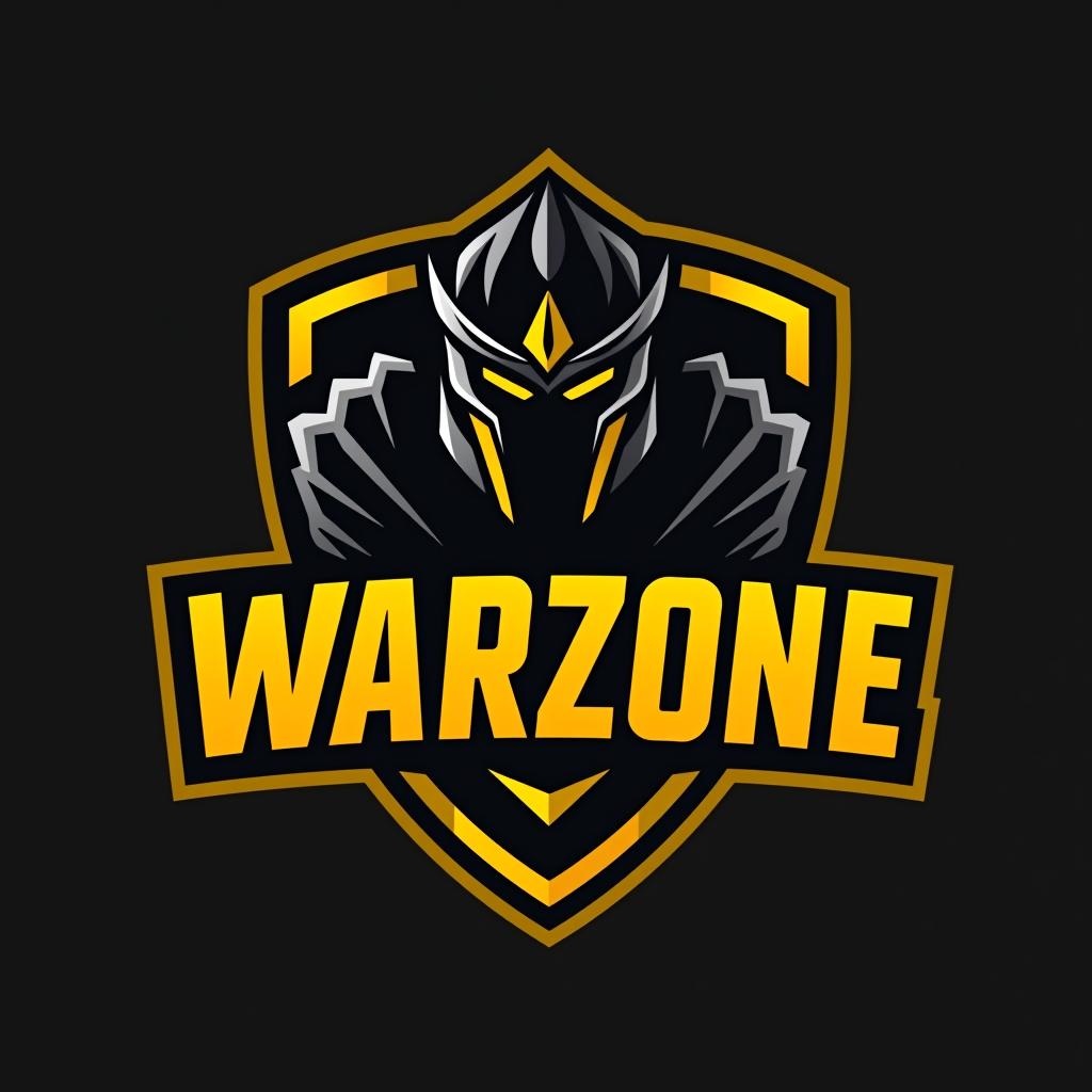  design a logo, esports logo, warrior theme, with text ‘warzone’, black and yellow color