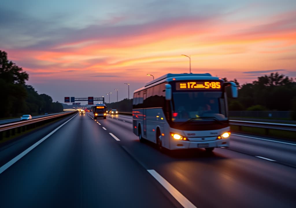  intercity bus rides on a highway