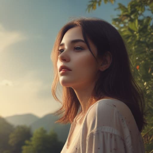 Girl in Cinematic style with Nature background