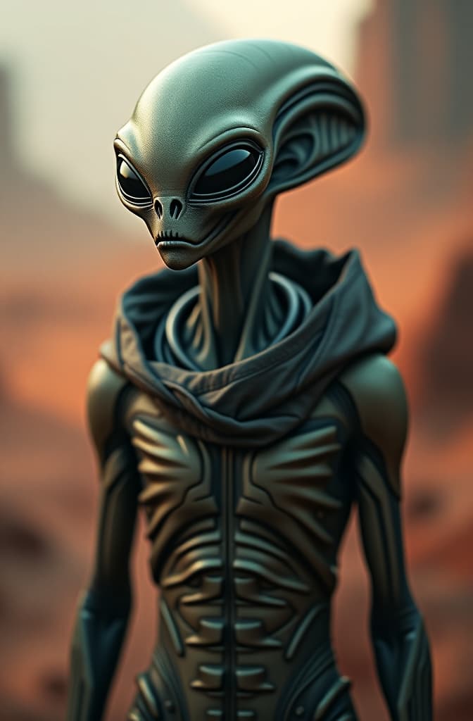  alien from area 51. hyperrealistic, full body, detailed clothing, highly detailed, cinematic lighting, stunningly beautiful, intricate, sharp focus, f/1. 8, 85mm, (centered image composition), (professionally color graded), ((bright soft diffused light)), volumetric fog, trending on instagram, trending on tumblr, HDR 4K, 8K