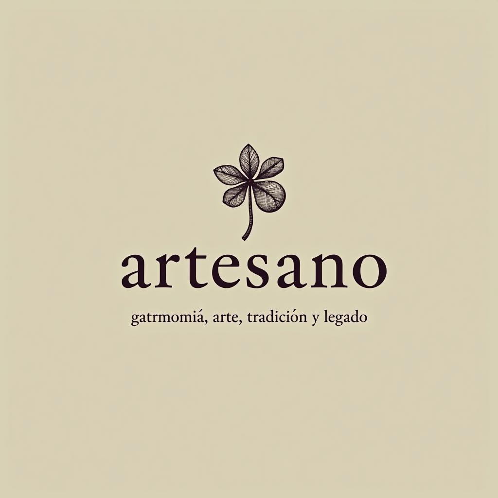  design a logo, in a pencil style. nombré de la marca “artesano” fondo claro elegante y simple , with the text 'gastronomía, arte, tradición y legado'.