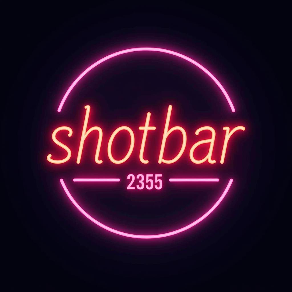  design a logo, neon signをモチーフに 看板風のロゴ barっぽく 周年のお祝いっぽく, with the text 'shotbar2355'.