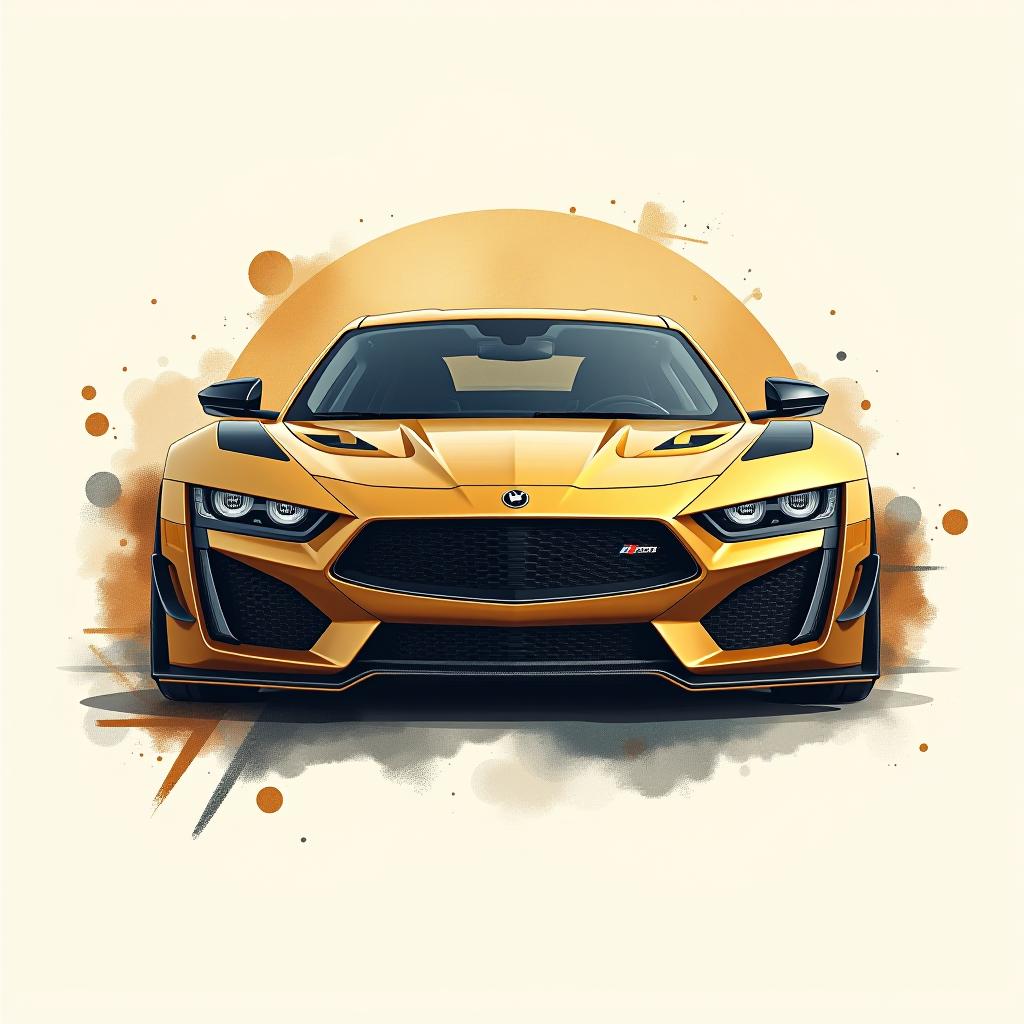  design a logo, watercolor style, logo of a car, gold color