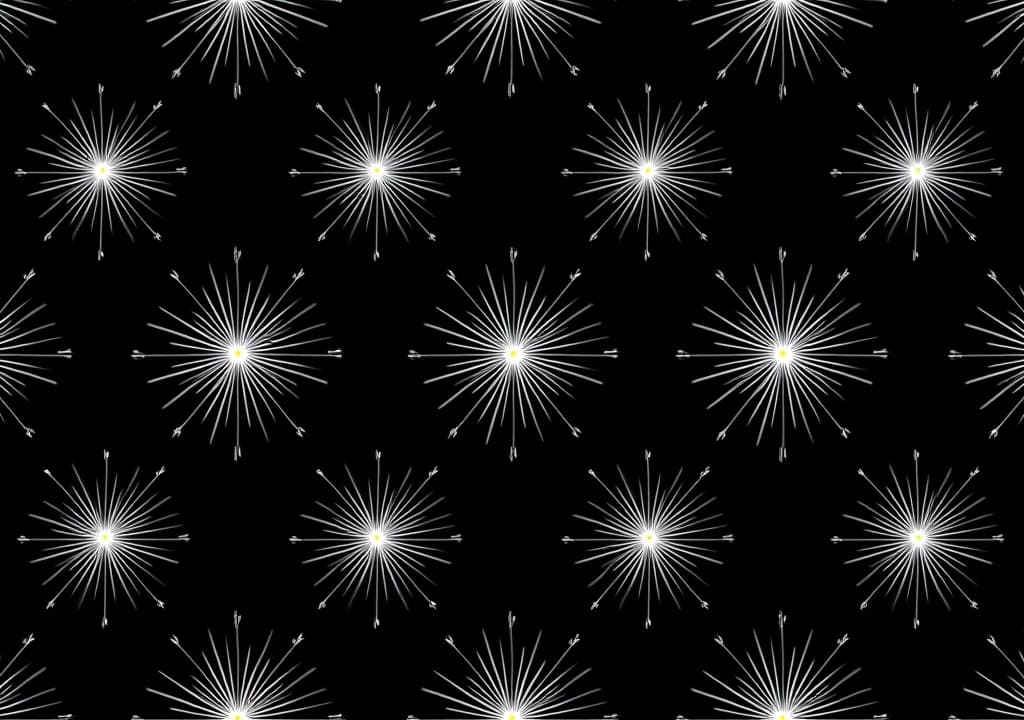  seamless abstract white starburst decorations pattern on a black background at night