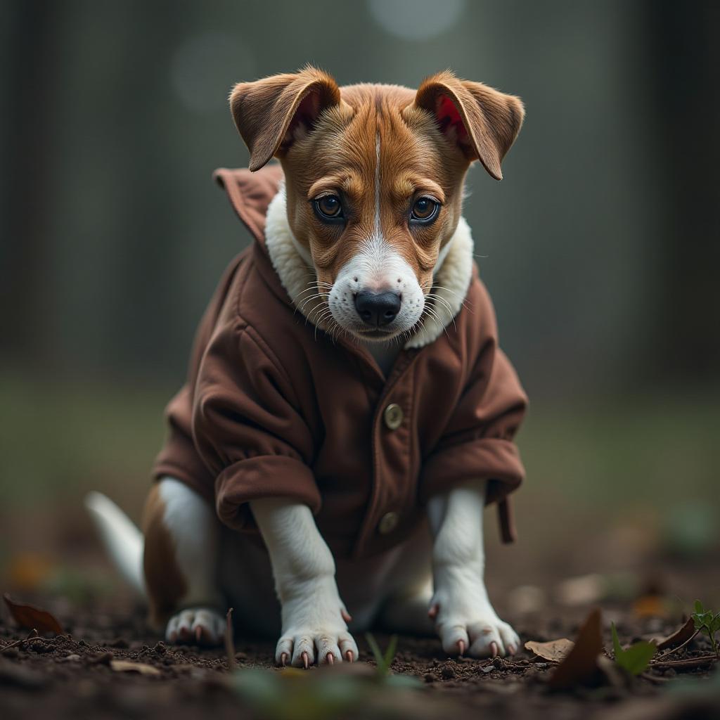  jack russell terrier bites the devil on the butt. hyperrealistic, full body, detailed clothing, highly detailed, cinematic lighting, stunningly beautiful, intricate, sharp focus, f/1. 8, 85mm, (centered image composition), (professionally color graded), ((bright soft diffused light)), volumetric fog, trending on instagram, trending on tumblr, HDR 4K, 8K