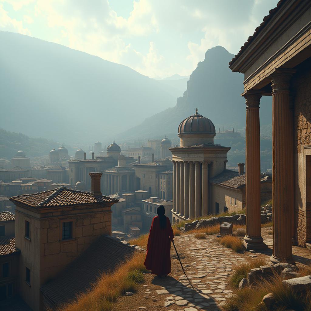  a visual of the ancient appearance of a place in the northwestern region of turkey. the visual should include plenty of historical and cultural elements. it should also be a city view. hyperrealistic, full body, detailed clothing, highly detailed, cinematic lighting, stunningly beautiful, intricate, sharp focus, f/1. 8, 85mm, (centered image composition), (professionally color graded), ((bright soft diffused light)), volumetric fog, trending on instagram, trending on tumblr, HDR 4K, 8K