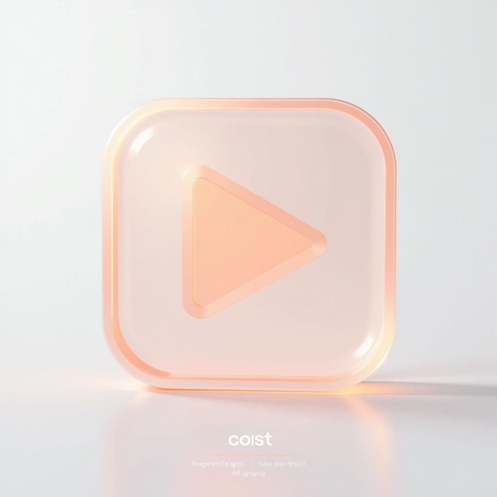  [play] icon, peach gradient, white background, frosted glass, transparent sense of science and technology, ultra minimalist appearance, bright color, studio lighting, peach and white background, industrial design, a wealth of details, ultra high definition, dribble, pinterest, ray tracing, isometric view, blender, c4d, oc renderer seed 3062166470 v 6.0 style raw