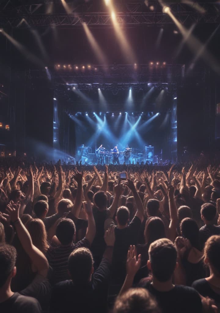 Capture the magic of a live concert in a crowd swaying music festival wallpaper. highly detailed,studio lighting,professional,vivid colors, cinematic lighting, HDR, UHD, 4K, 8k, 64K