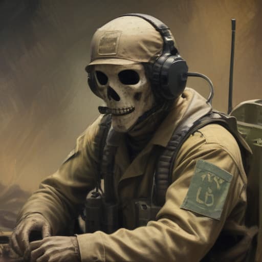 Army Radio ghost in Oil painting style