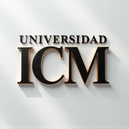  elegant logoletrero 3d, moderno, letras bicolor negro y dorado, para colocar en el muro blanco exterior de la universidadgiven brand name "universidad icm" logo will also be written hyperrealistic, full body, detailed clothing, highly detailed, cinematic lighting, stunningly beautiful, intricate, sharp focus, f/1. 8, 85mm, (centered image composition), (professionally color graded), ((bright soft diffused light)), volumetric fog, trending on instagram, trending on tumblr, HDR 4K, 8K