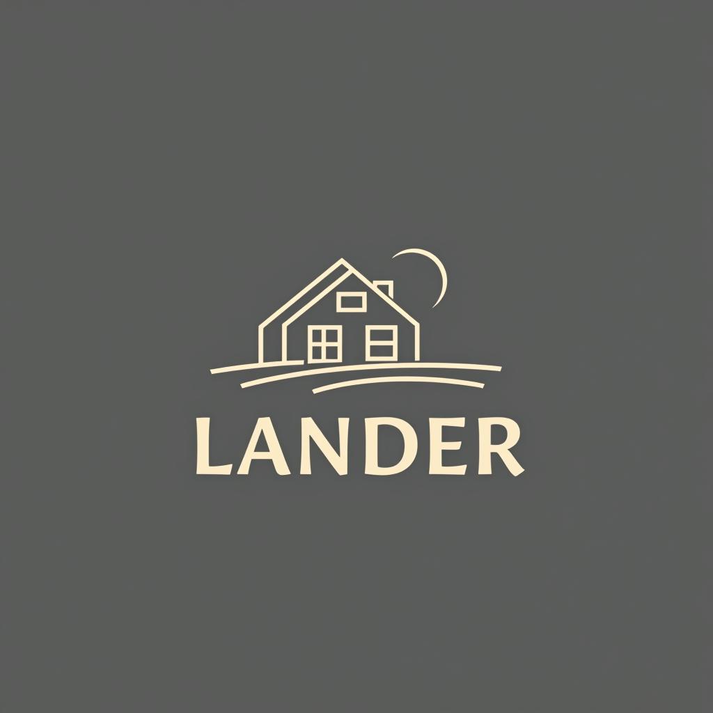  design a logo, minimal line logo in the theme of real estate, with the text ‘lander’