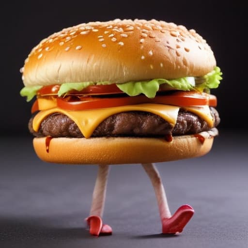 tasty burger with two legs