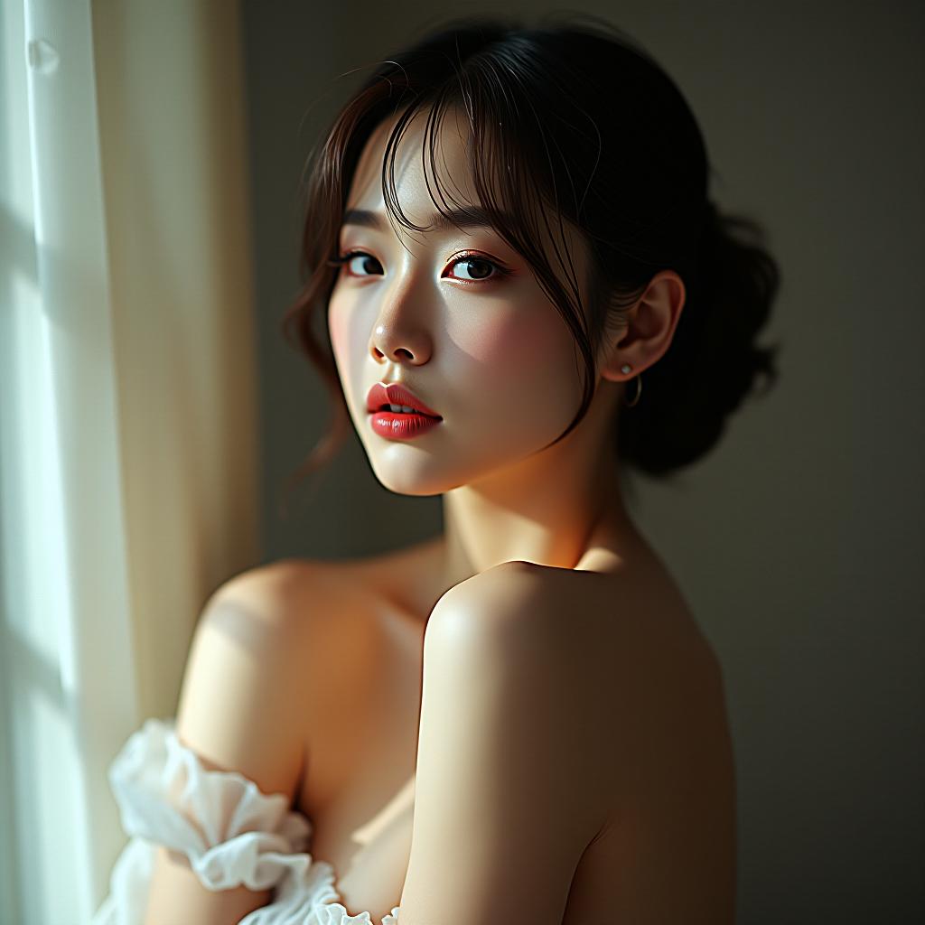  naked asian korean pretty woman hyperrealistic, full body, detailed clothing, highly detailed, cinematic lighting, stunningly beautiful, intricate, sharp focus, f/1. 8, 85mm, (centered image composition), (professionally color graded), ((bright soft diffused light)), volumetric fog, trending on instagram, trending on tumblr, HDR 4K, 8K