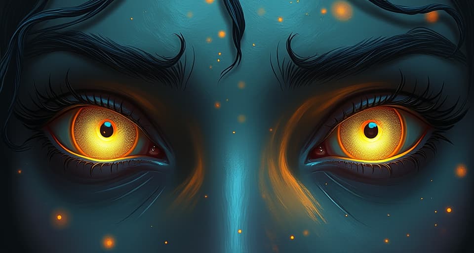  eyes depicted as portals to the past, glowing with ethereal light. connecting ambiance, mystical eyes, ancient voices.. the style is digital art illustration,highly detailed, whimsical,magical, dreamlike atmosphere, realism and fantasy blend, smooth, glossy textures,luminous quality, wonder and enchantment.