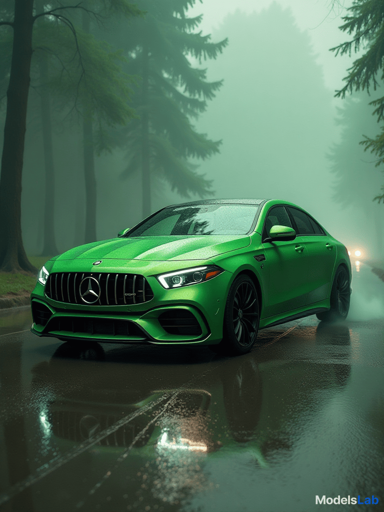  a green car hyperrealistic, full body, detailed clothing, highly detailed, cinematic lighting, stunningly beautiful, intricate, sharp focus, f/1. 8, 85mm, (centered image composition), (professionally color graded), ((bright soft diffused light)), volumetric fog, trending on instagram, trending on tumblr, HDR 4K, 8K