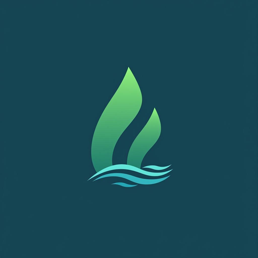  design a logo, minimalist geometric logo of green leaf vector graphic, with the text 'blue waves in santa fe'.