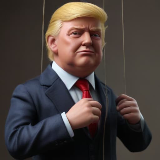 puppet on a string donald trump, ultra realistic, 3d, digital art, artstation, octane render, dynamic, high qualitydetailed, intricate, full of colour