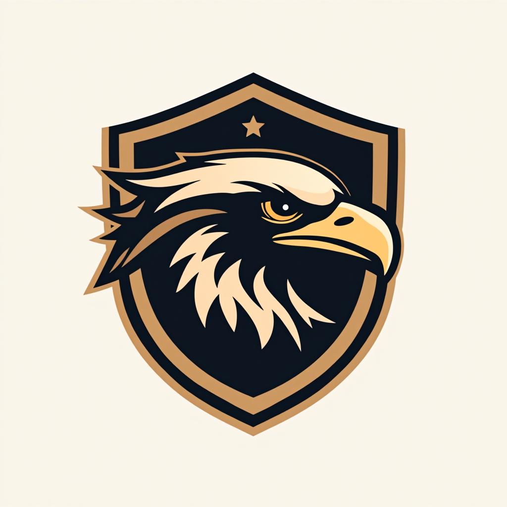  design a logo, create an emblem logo using an eagle’s eye and a shield, emphasizing the company’s focus on vigilance and protection.