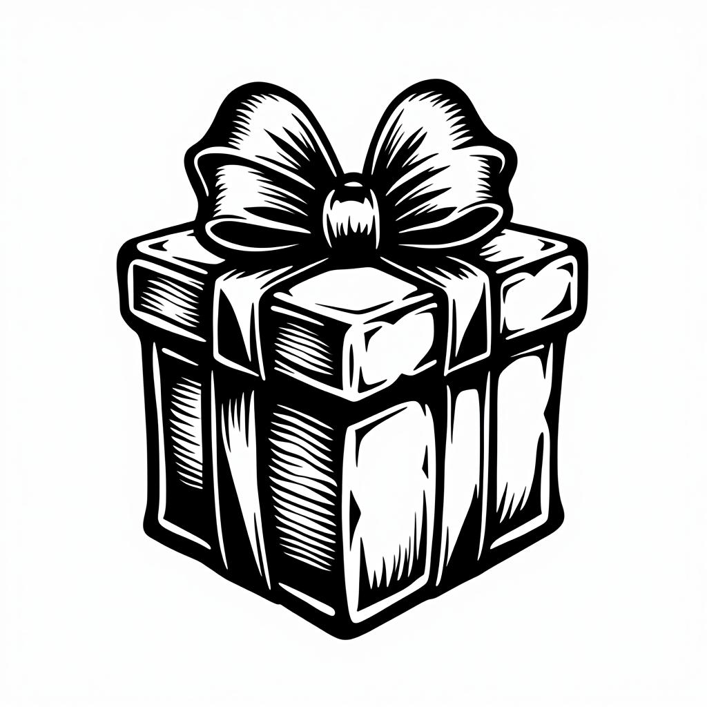  gift , (logo:1.15), black and white, hq, hightly detailed, 4k