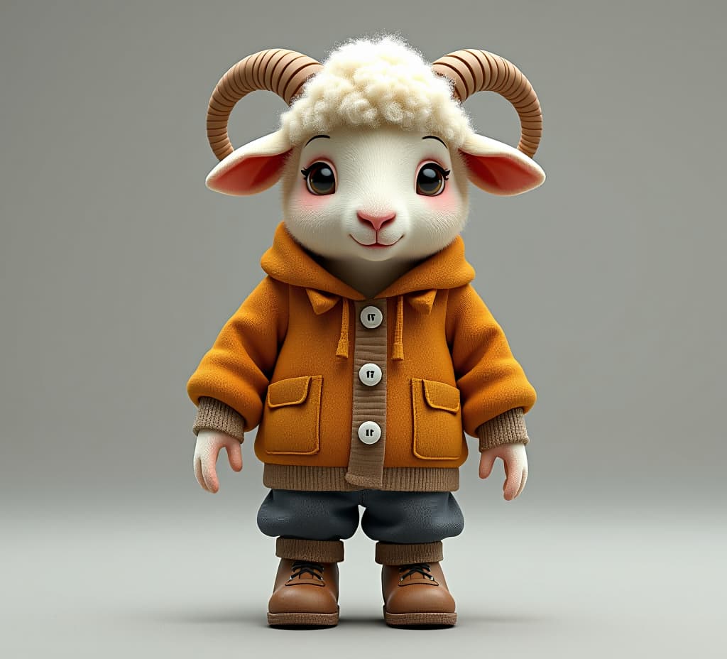  anthropomorphic baby sheep dressed in human clothing. humanized animal concept