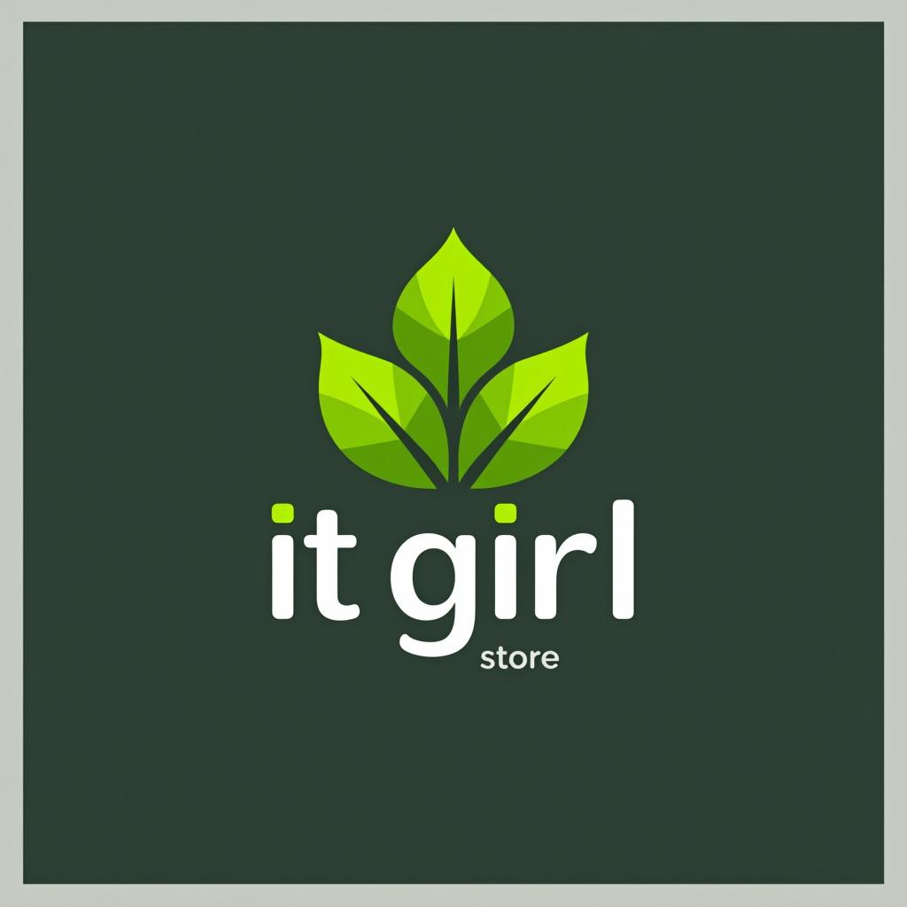  design a logo, logotipo geométrico minimalista de hoja verde, gráfico vectorial, with the text 'it girl store premium '.