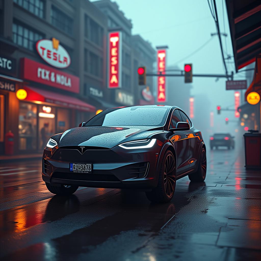  super detailed tesla cybertruck in a cyberpunk town hyperrealistic, full body, detailed clothing, highly detailed, cinematic lighting, stunningly beautiful, intricate, sharp focus, f/1. 8, 85mm, (centered image composition), (professionally color graded), ((bright soft diffused light)), volumetric fog, trending on instagram, trending on tumblr, HDR 4K, 8K