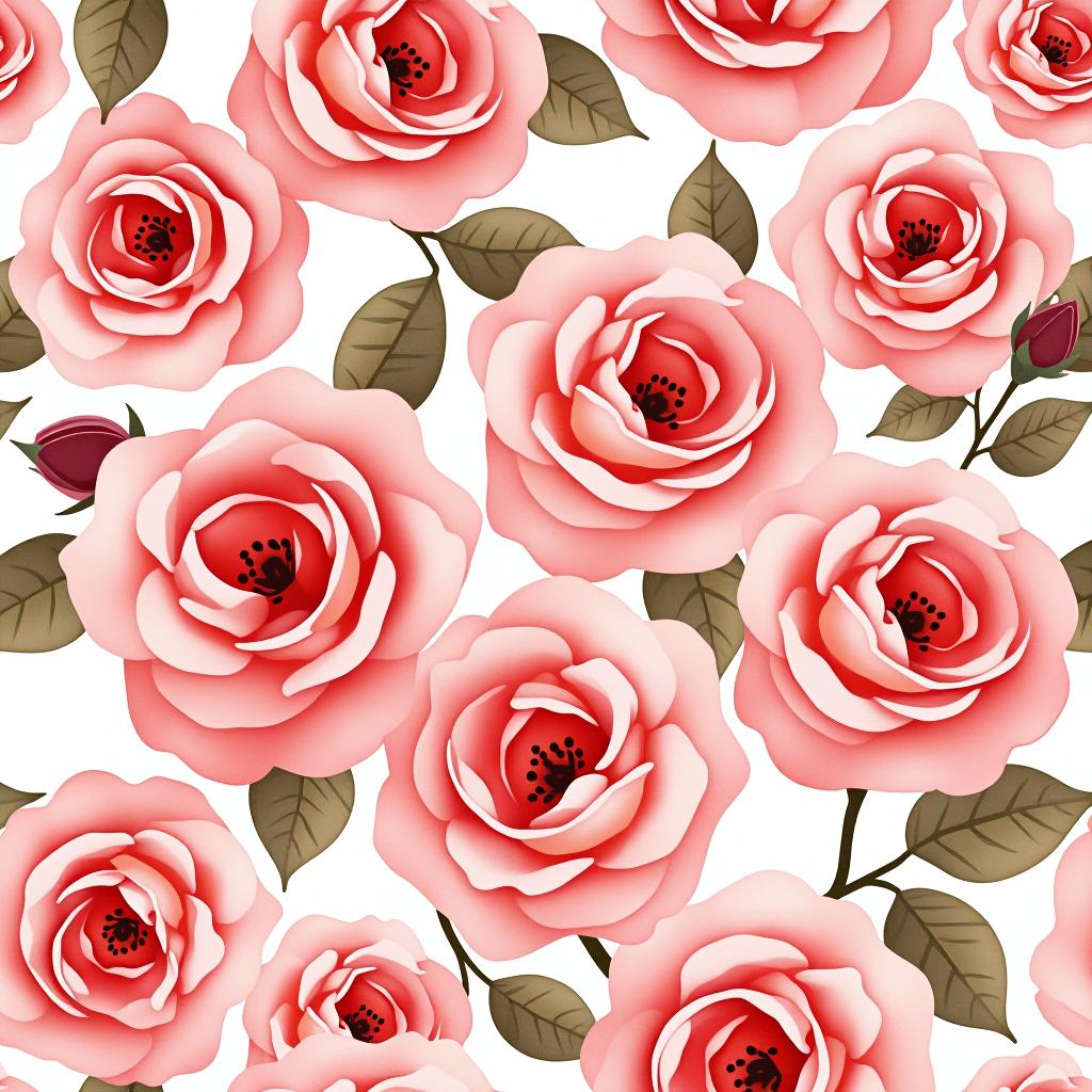  create a seamless digital design featuring a pattern of large, beautiful roses with soft, watercolor like effects. the roses should cover the entire surface, creating a bold, elegant, and continuous look. the overall style should be light and airy, with delicate leaves and petals to enhance the natural, floral theme. the design should be seamless to ensure it can be used in repeating patterns or wraps.