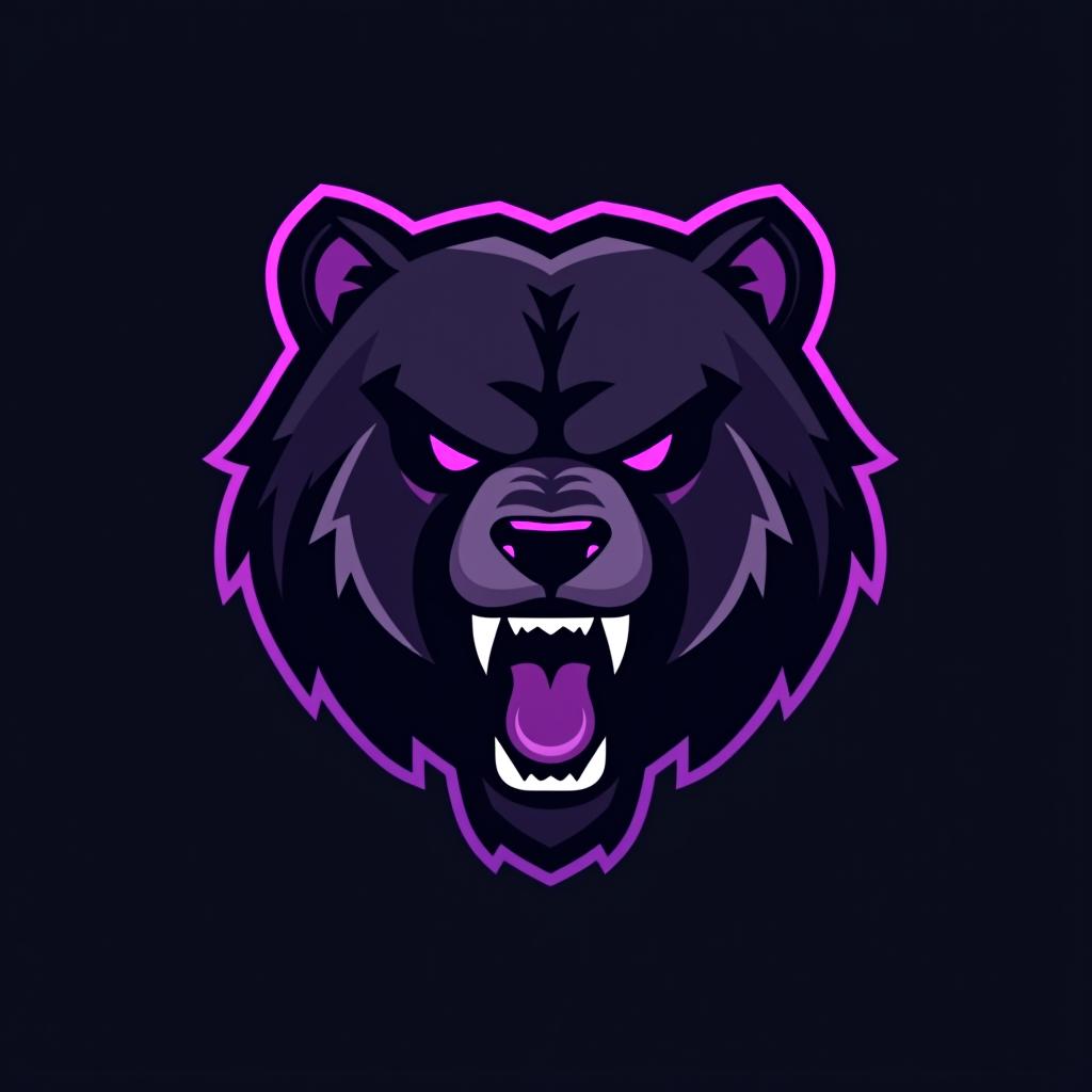  design a logo, esports logo, angry bear, black and purple color