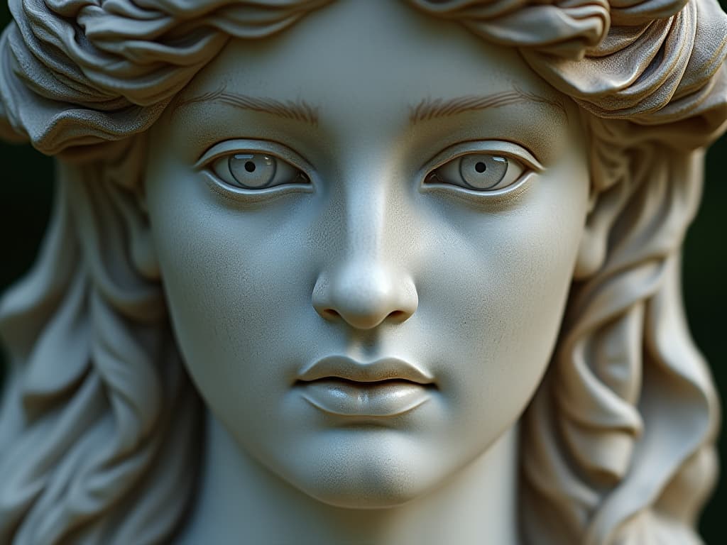  beautiful close up of a statue, serene expression