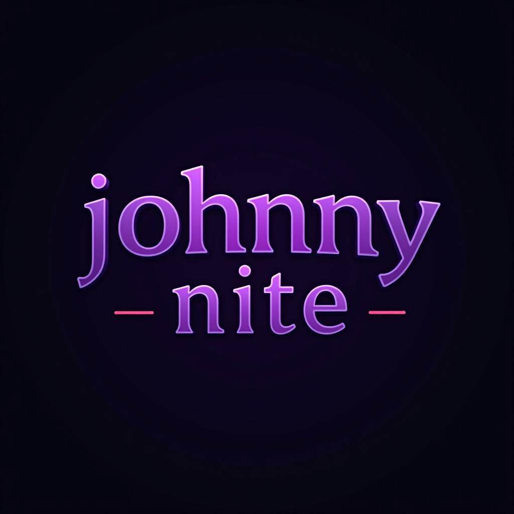  design a logo, in a threedrender style. knight purple and black, with the text 'johnny nite'.