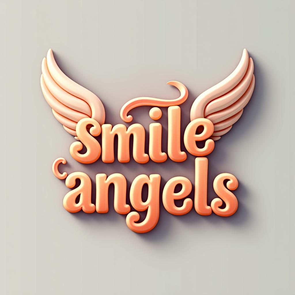  design a logo, in a threedrender style. 水彩スタイル、美しいロゴ、白背景、かっこいい、シンプル。, with the text 'smile angels'.