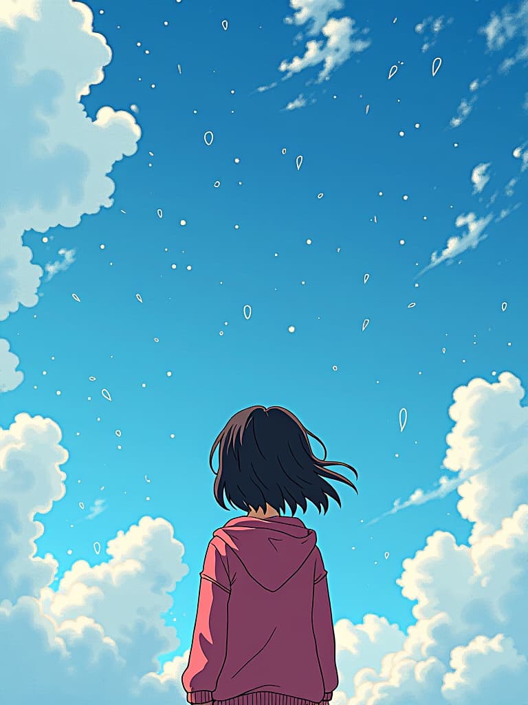  many black pencil scrawls doodles on the sky with a beautiful blue sky background with unique soft white clouds. anime. studio ghibli style. firooze hyperrealistic, full body, detailed clothing, highly detailed, cinematic lighting, stunningly beautiful, intricate, sharp focus, f/1. 8, 85mm, (centered image composition), (professionally color graded), ((bright soft diffused light)), volumetric fog, trending on instagram, trending on tumblr, HDR 4K, 8K