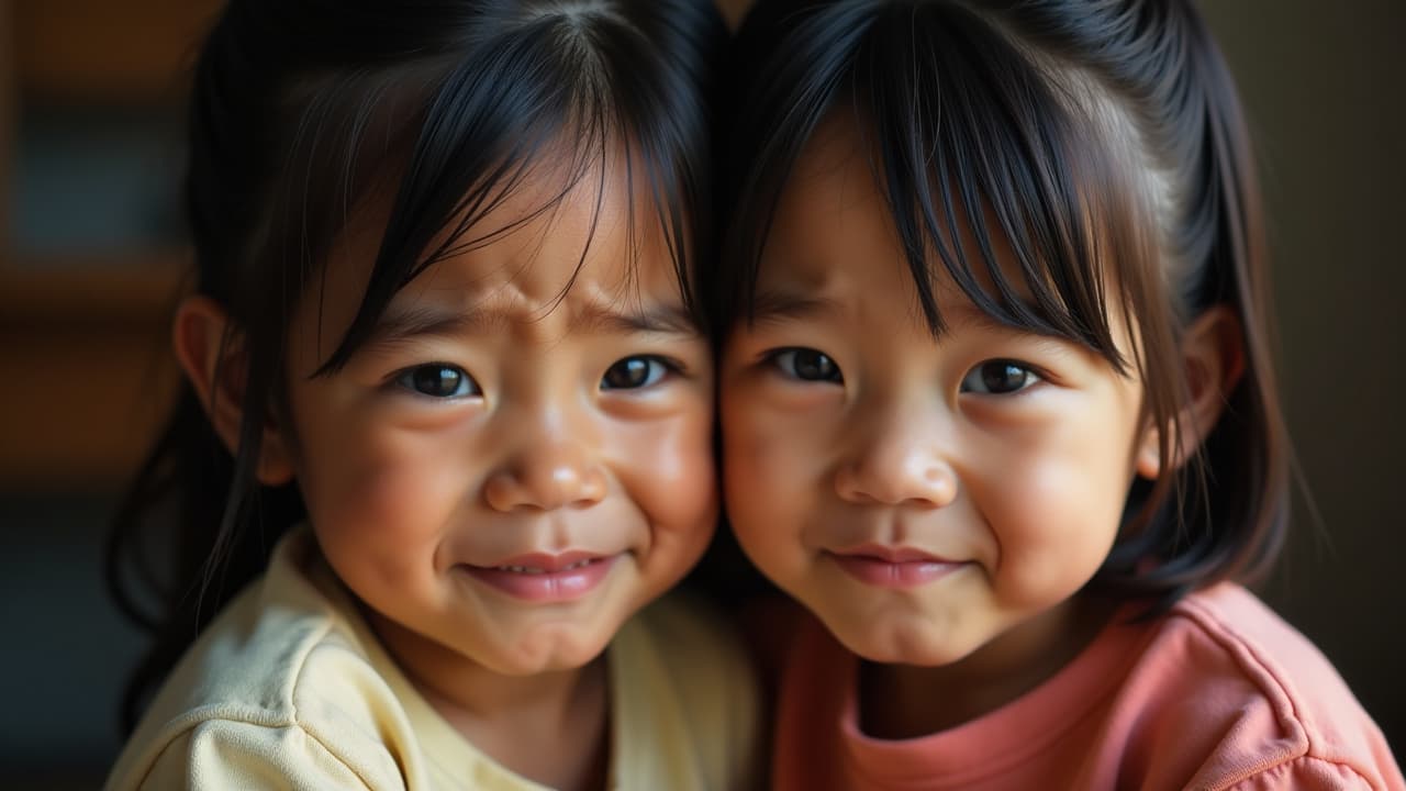  young crying filipino sister and brother, high quality, high details, hd, perfect composition, 4k epic detailed, highly detailed, sharp focus, high resolution