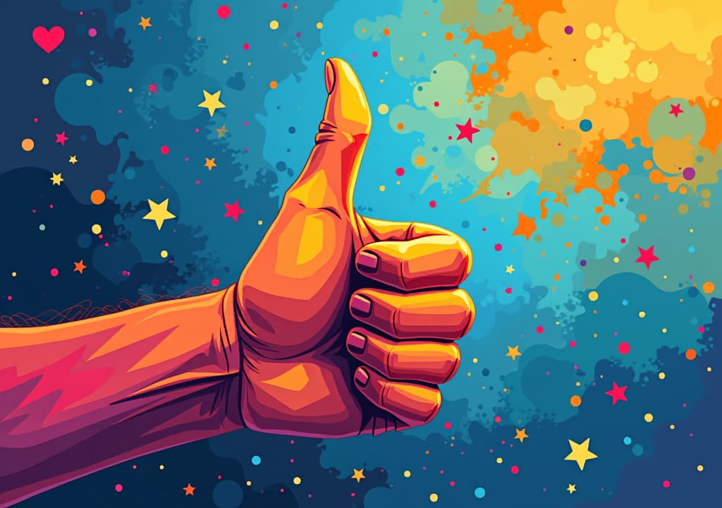  abstract thumbs up: a colorful celebration of success