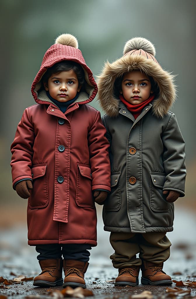  niños y niñas colgando abrigos . hyperrealistic, full body, detailed clothing, highly detailed, cinematic lighting, stunningly beautiful, intricate, sharp focus, f/1. 8, 85mm, (centered image composition), (professionally color graded), ((bright soft diffused light)), volumetric fog, trending on instagram, trending on tumblr, HDR 4K, 8K