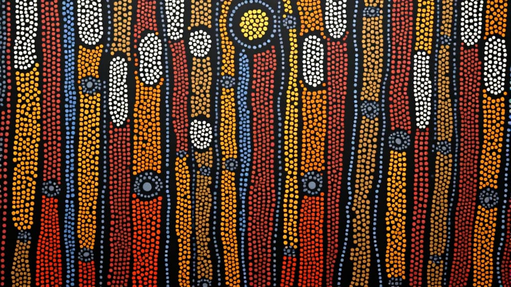  abstract theme of australian indigenous aboriginal art. represent style and dot painting techniques. cultural, traditional art concept.ai abstract image.